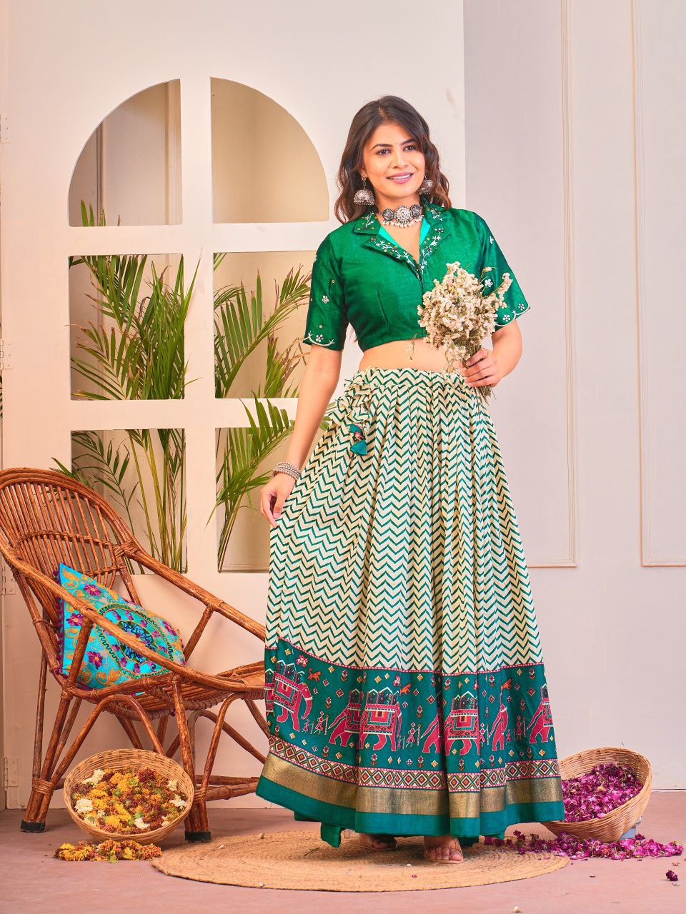 Buy Gorgeous Green Co-Ord Lehenga Set Online | Vaanya Kurtis