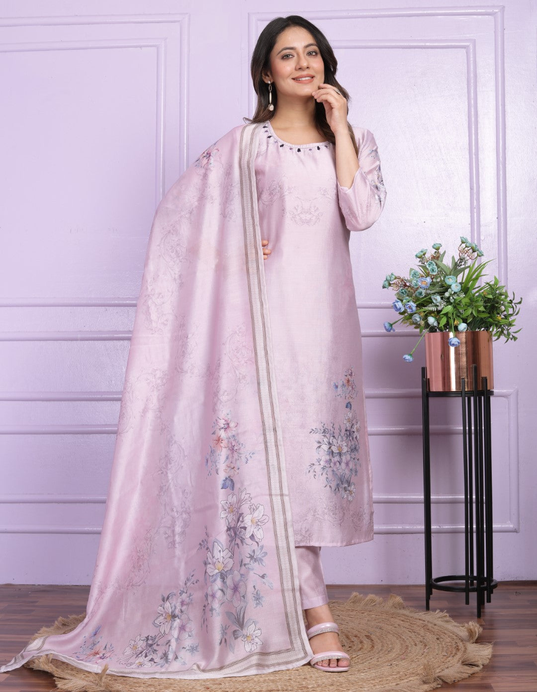 Buy Purple Silk Straight Kurta Set Online | Vaanya Kurtis