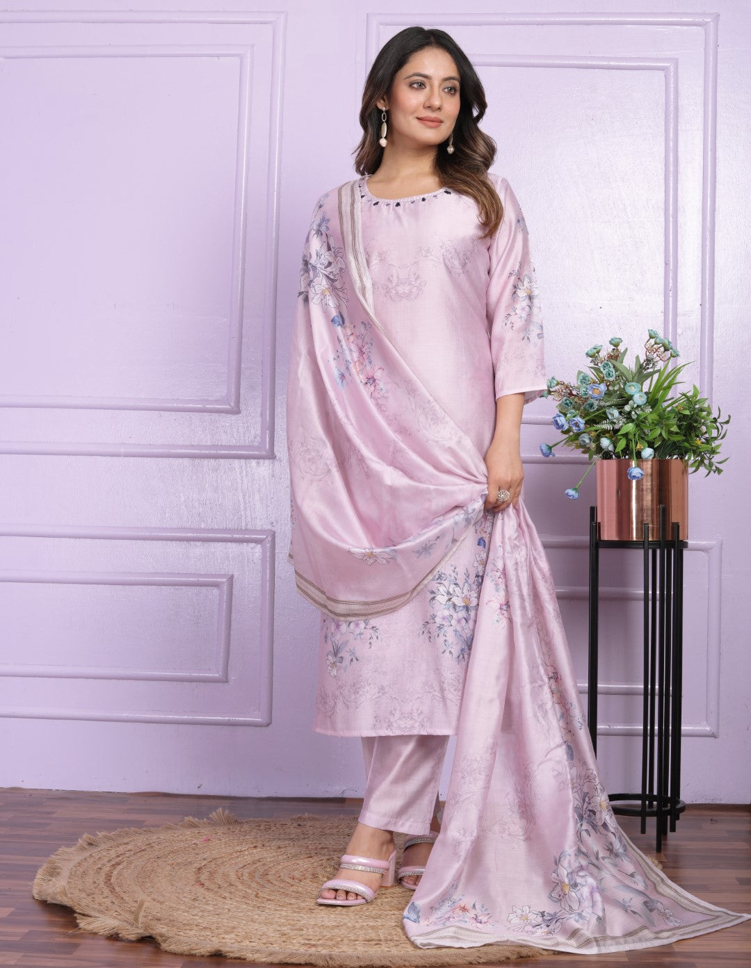 Buy Purple Silk Straight Kurta Set Online | Vaanya Kurtis