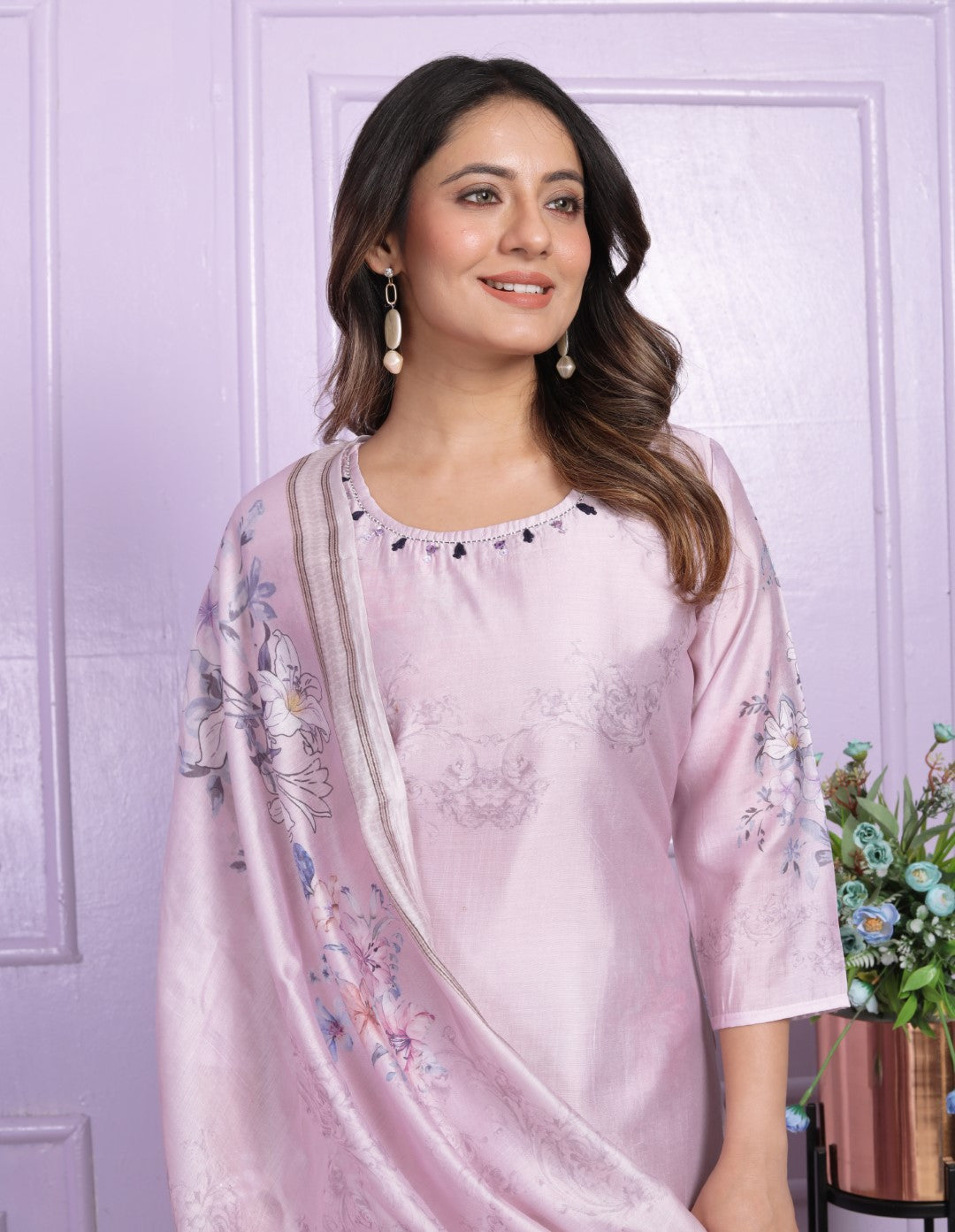 Buy Purple Silk Straight Kurta Set Online | Vaanya Kurtis