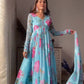 Fox Georgette Gown With Pant-Dupatta.