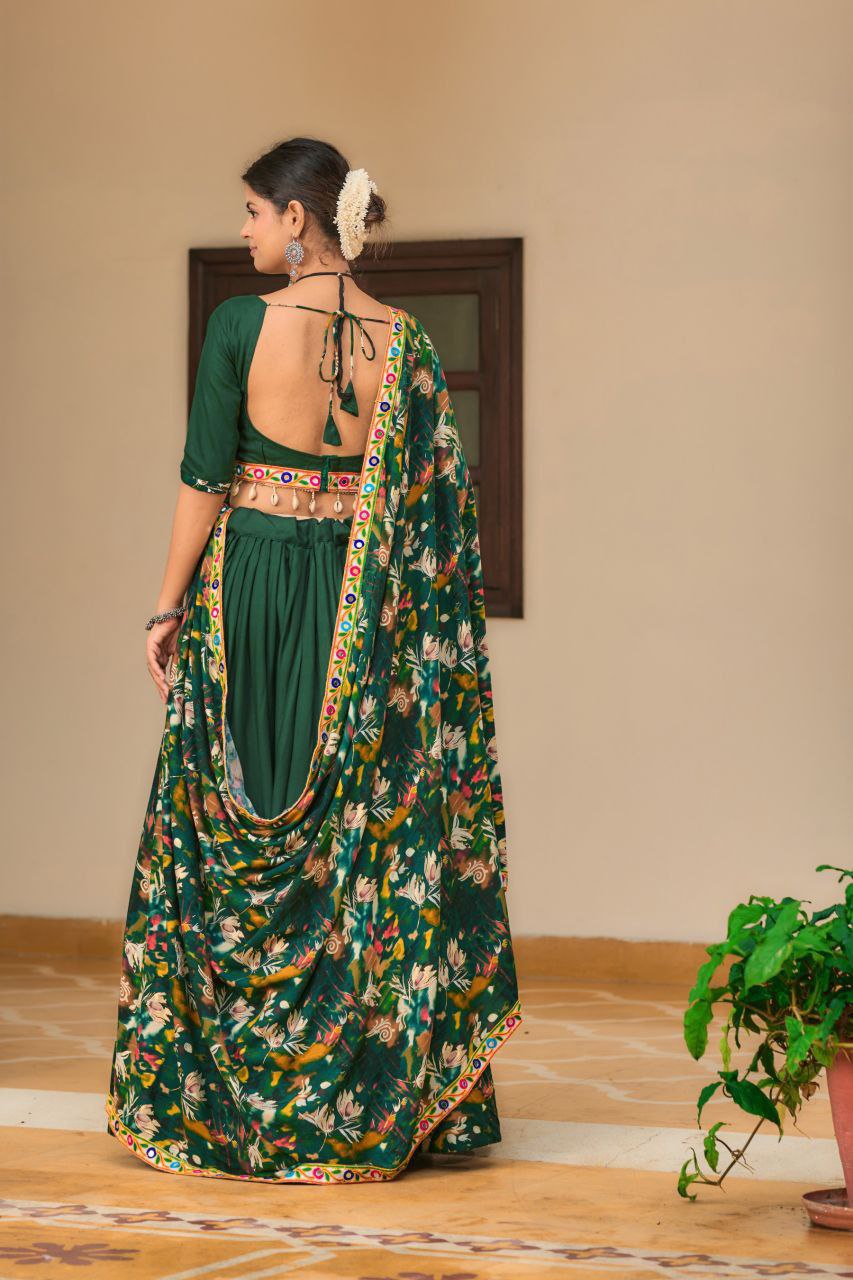 Buy Navratri Special Green Bandhej Lehenga Choli Set