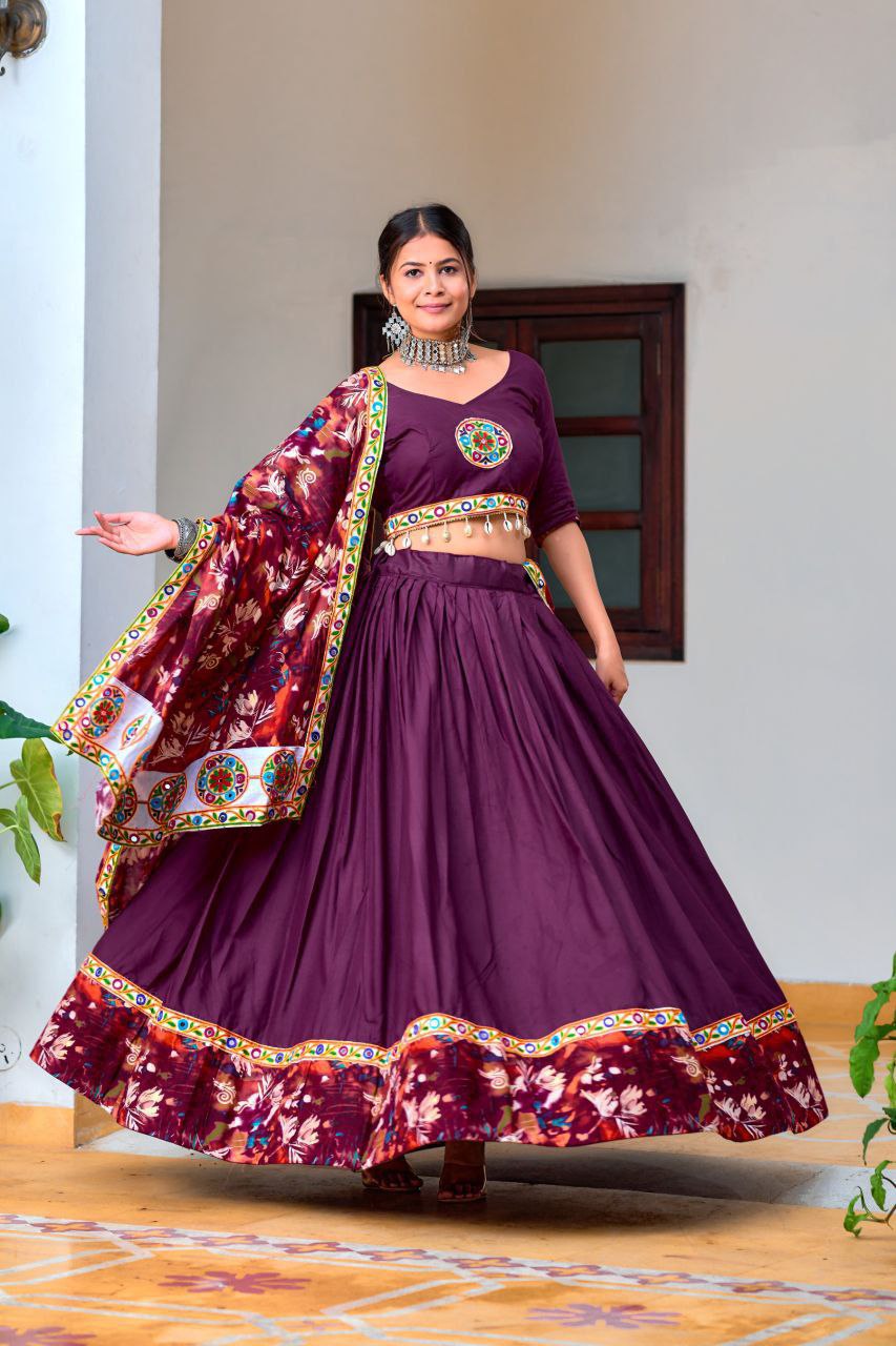 Trending Wine Bandhej Lehenga Choli Set | Vaanya Kurtis