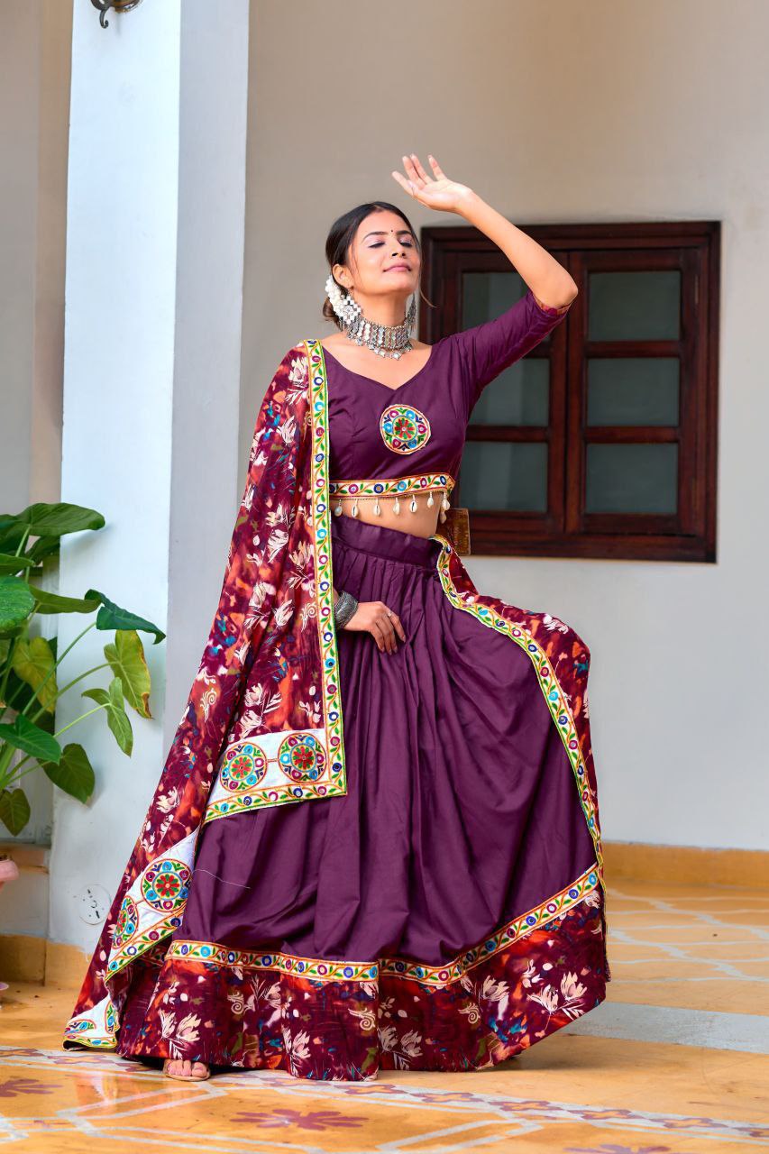 Trending Wine Bandhej Lehenga Choli Set | Vaanya Kurtis