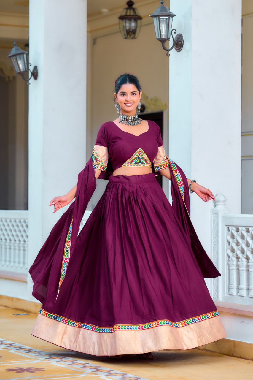 Latest Navratri Special Gamthi Lace Lehenga Choli Set